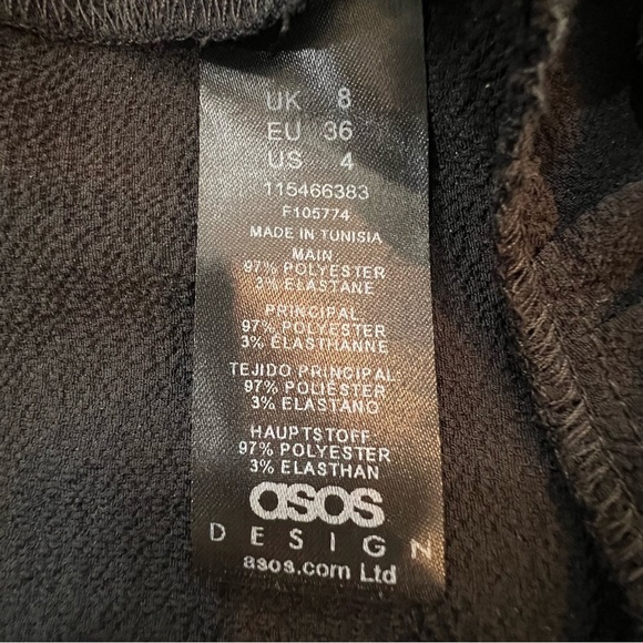 ASOS Design Black Ruffle Wrap Dress Size 4 Deep Plunging V-Neck Short Above Knee - Picture 12 of 16